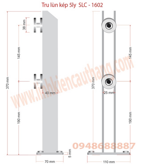 Trụ lùn kép 5ly, SLC 1602
